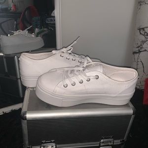 White Steve Madden Elore Platform Sneakers